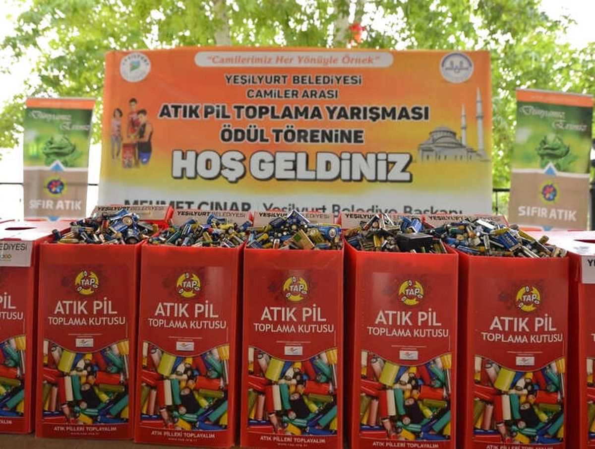 Yeşilyurt\'taki 161 Camide 665 Kilo Atık Pil Toplandı