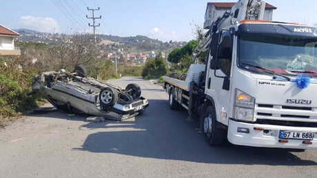 Freni Boşalan Otomobil Takla Attı: 1 Yaralı