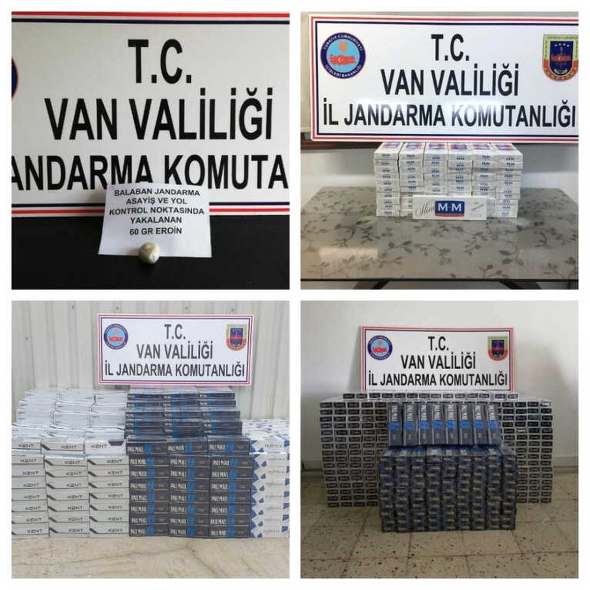Van\'da 15 Bin 910 Paket Kaçak Sigara ile 60 Gram Eroin Ele Geçirdi