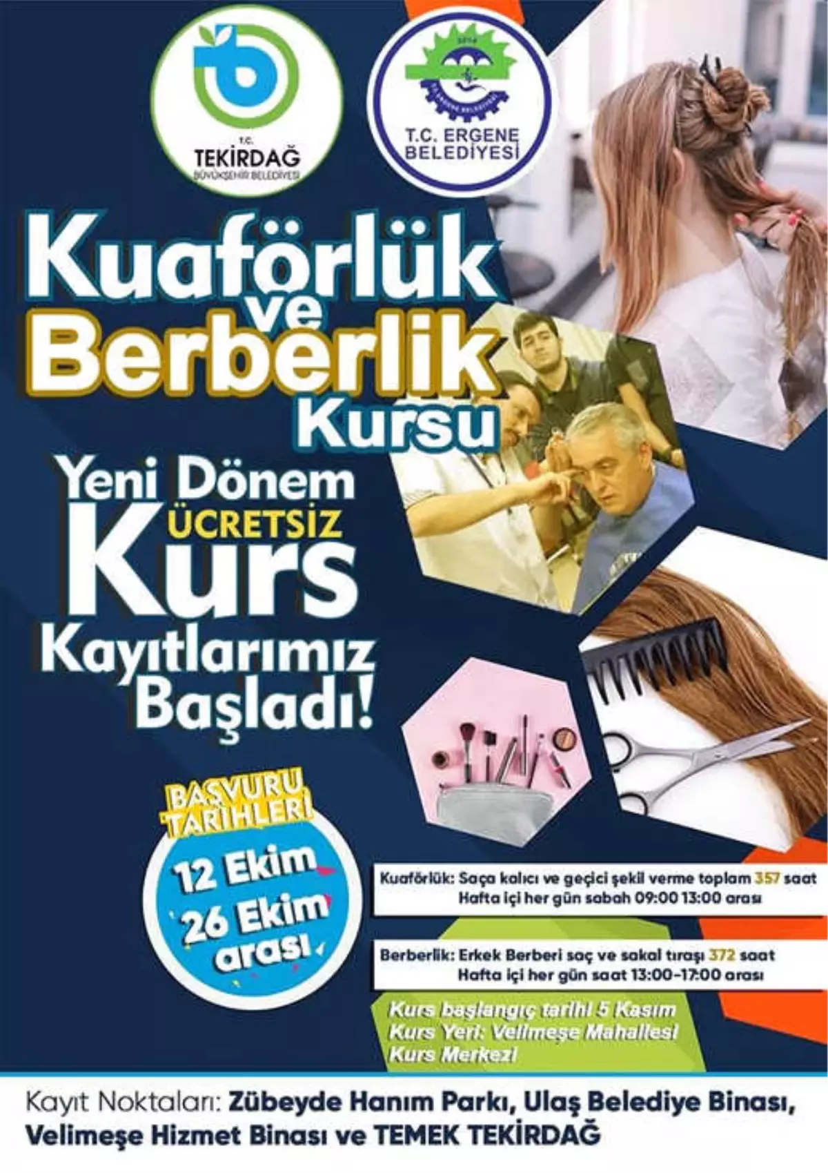 Ergene Belediyesi Kuaförlük ve Berberlik Kursu Açıyor