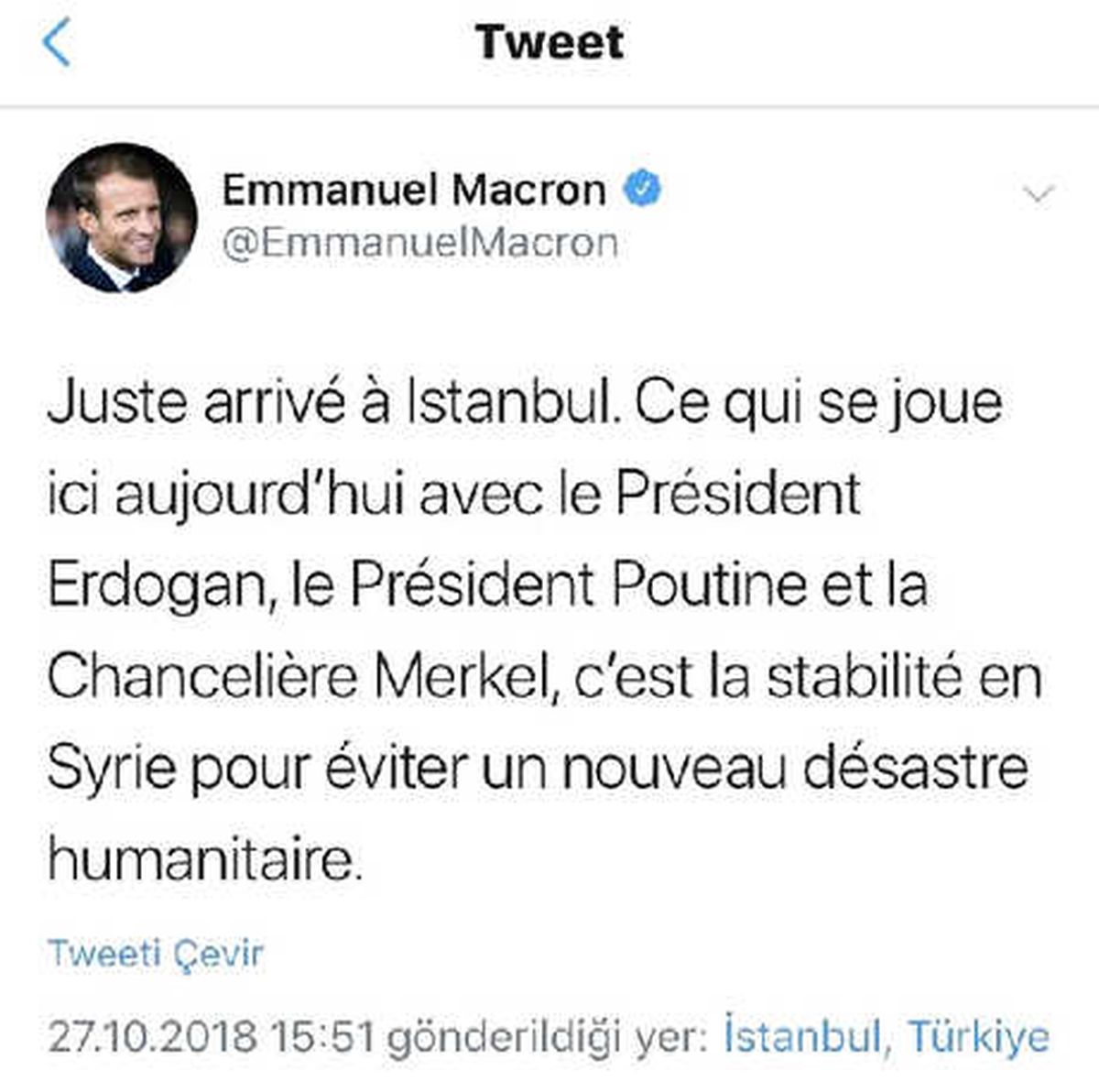 Fransa Cumhurbaşkanı Macron\'dan Zirve Tweeti