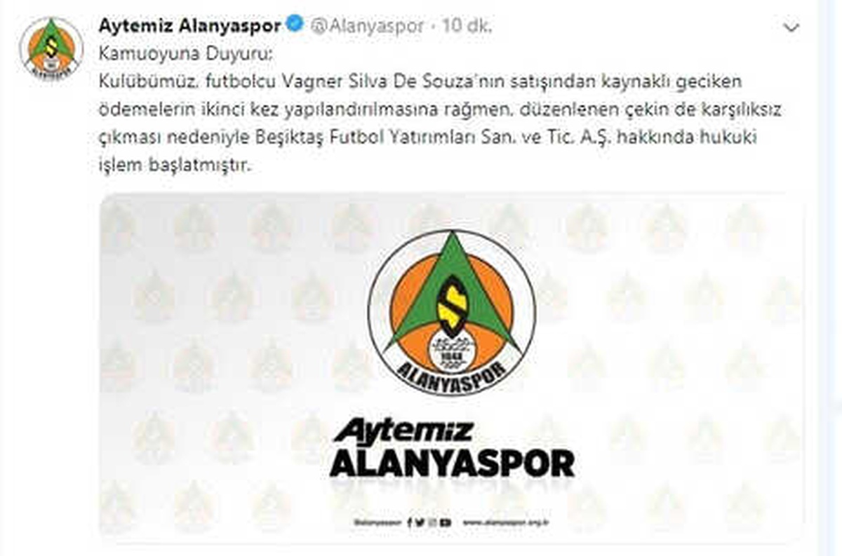 Aytemiz Alanyaspor\'dan Beşiktaş\'a Dava