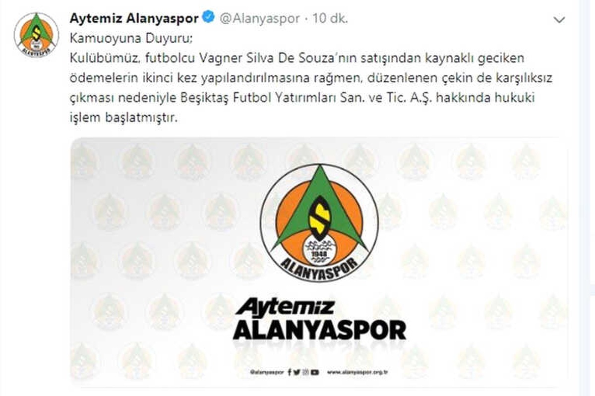 Aytemiz Alanyaspor\'dan Beşiktaş\'a Dava