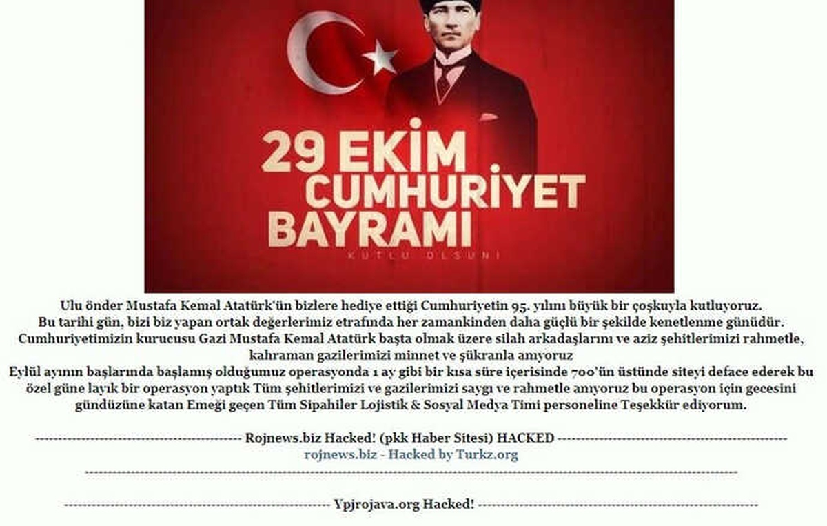 PKK Destekçisi ve Türkiye Düşmanı 700\'den Fazla Siteye Hacker Şoku