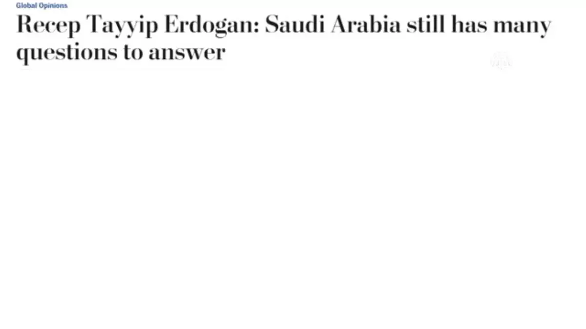 Cumhurbaşkanı Erdoğan, Kaşıkçı Cinayetini Washington Post\'a Değerlendirdi