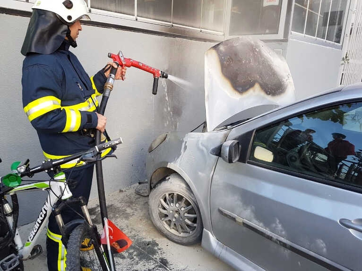 Park Halindeki Otomobilin Motor Bölümü Alev Aldı