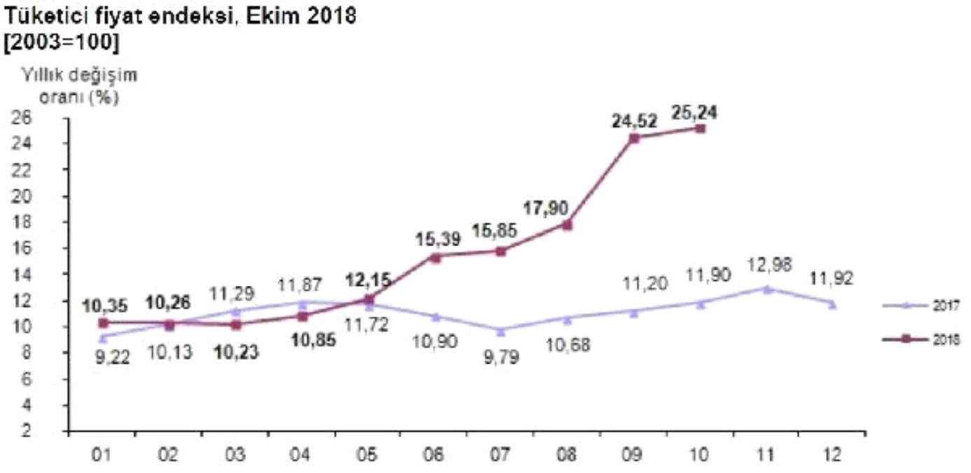 Tüketici Fiyatları Ekim\'de Yüzde 2.67 Arttı, Yıllık Enflasyon Yüzde 25.24 (2)