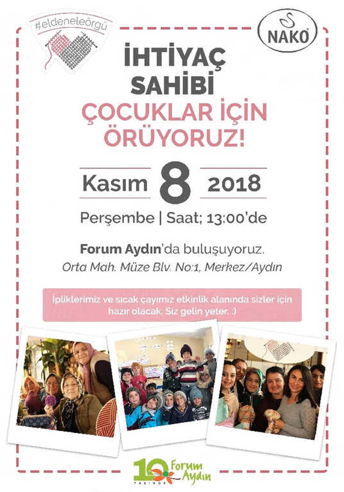 Yürekleri Isıtan "Elden Ele Örgü" Projesi Forum Aydın\'da Gerçekleşecek