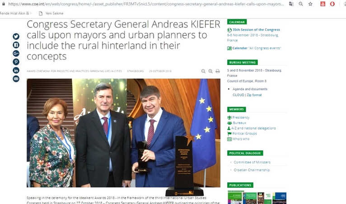 Uluslararası İdeal Kent Ödülü Avrupa\'da Geniş Yankı Buldu