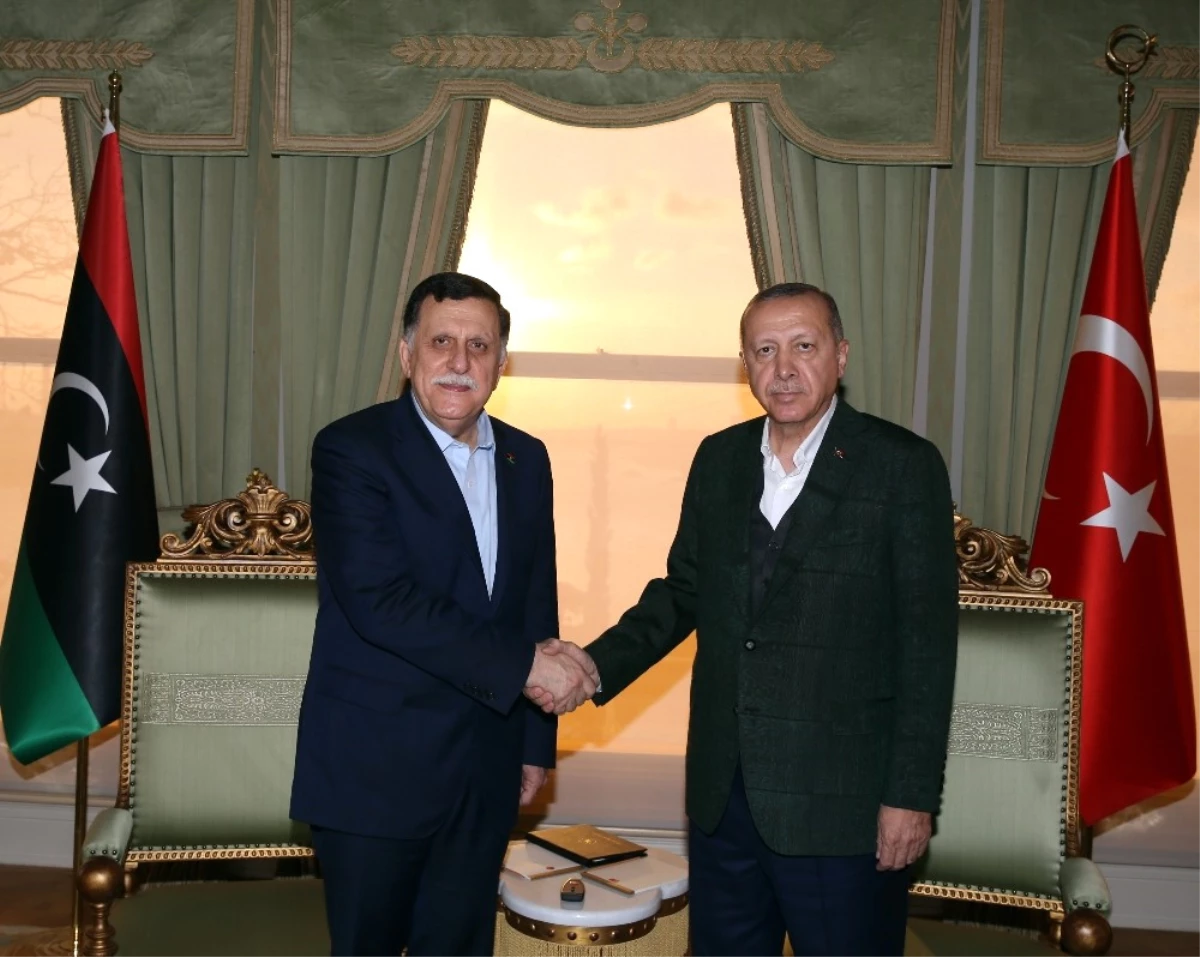 Cumhurbaşkanı Erdoğan, Libya Başkanlık Konseyi Başkanı Al-Sarraj\'ı Kabul Etti