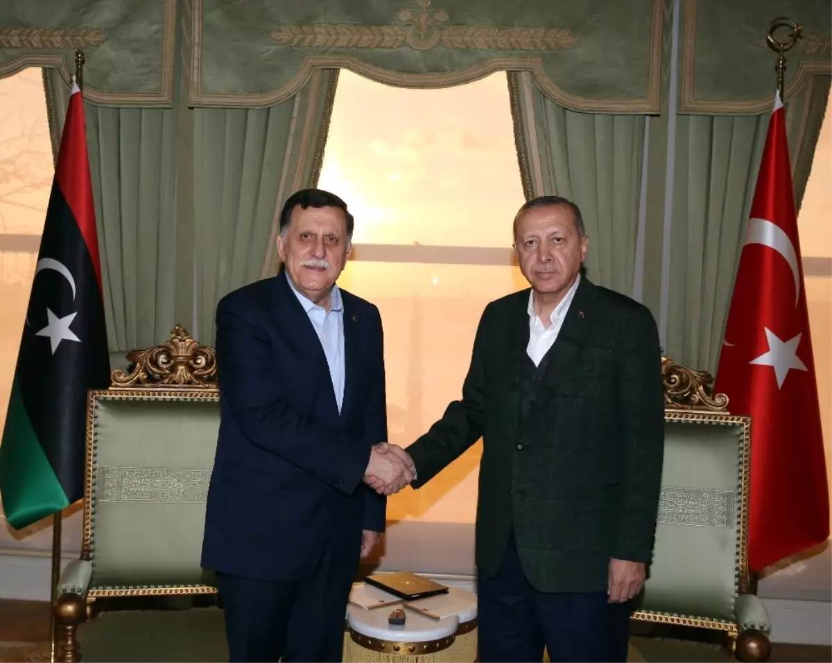 Cumhurbaşkanı Erdoğan, Libya Başkanlık Konseyi Başkanı Al-Sarraj\'ı Kabul Etti