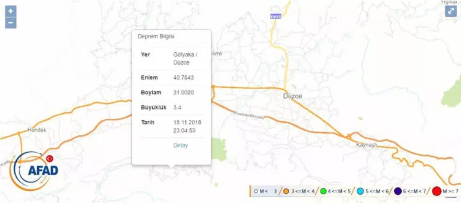 Düzce\'de 3.4 Büyüklüğünde Deprem