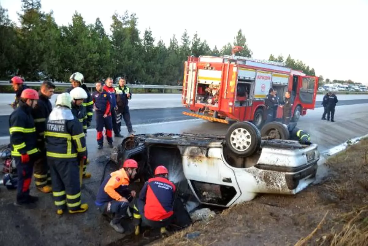 Şarampole Devrilen Otomobil Alev Aldı: 1 Yaralı