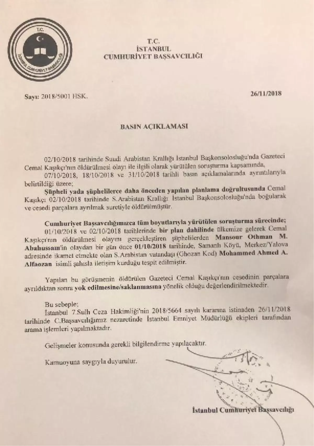 Geniş Haber) Başsavcılık\'tan Yalova\'daki Aramayla İlgili Açıklama