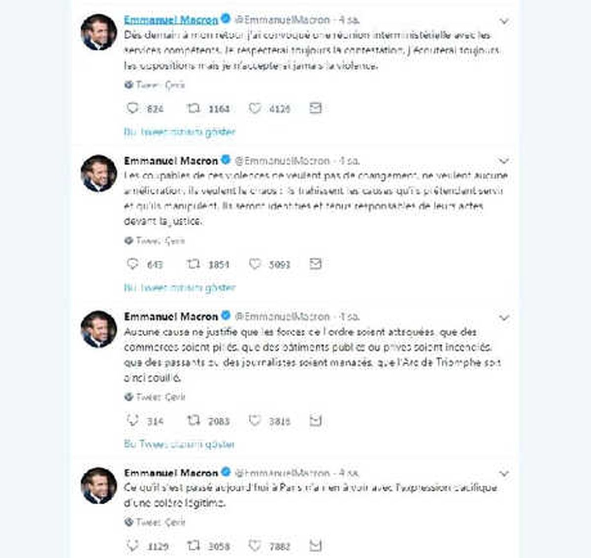 Macron: Bu Şiddetin Failleri Değişim Değil, Kaos İstiyor