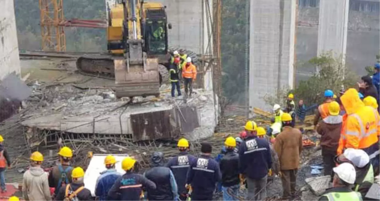 Gebze\'de Viyadük İnşaatı Sırasında Beton Blok Düştü