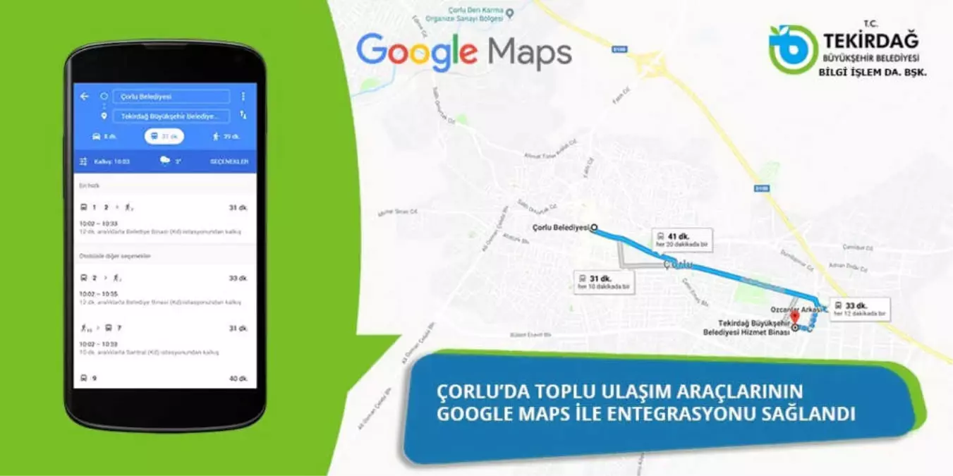 Ulaşım Araçlarının Google Maps ile Entegrasyonu Sağlandı