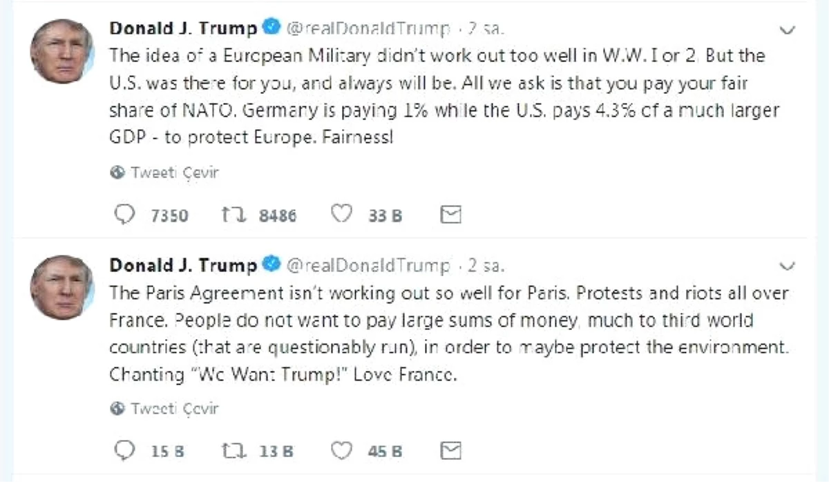 Trump: ABD Her Zaman Fransa\'nın Yanında
