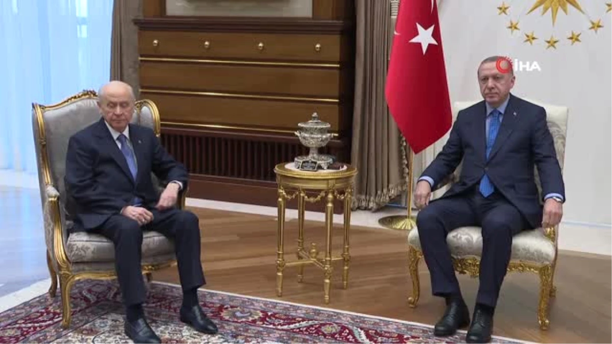 Cumhurbaşkanı Erdoğan\'ın MHP Genel Başkanı Bahçeli ile Cumhurbaşkanlığı Külliyesi\'ndeki Görüşmesi...