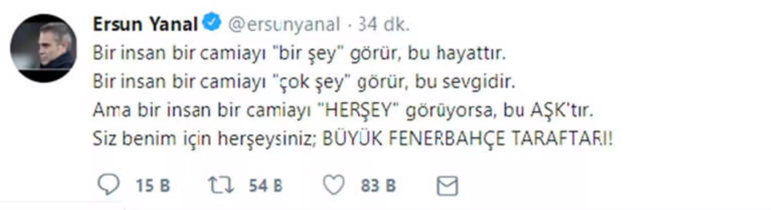 Ersun Yanal Taraftara Seslendi