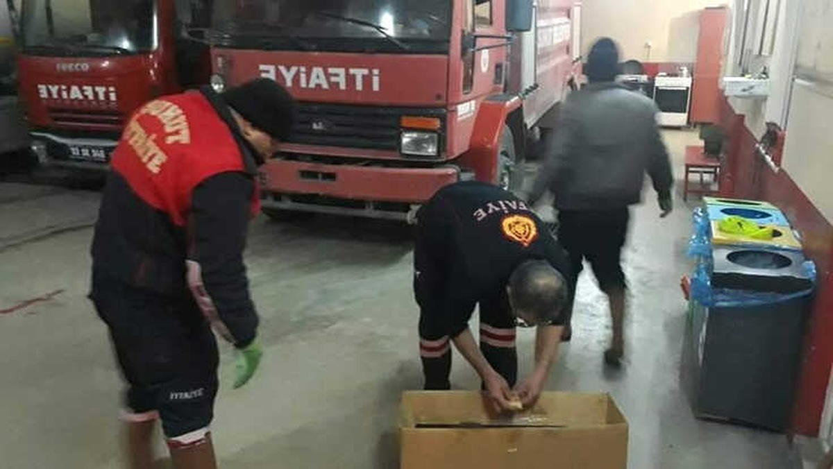 Kar Yağışında Mahsur Kalan Yavru Köpeği İtfaiye Kurtardı