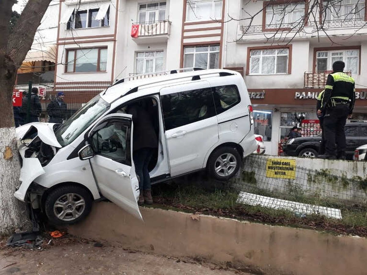 Kontrolden Çıkan Hafif Ticari Araç Ağaca Çarptı: 1 Yaralı
