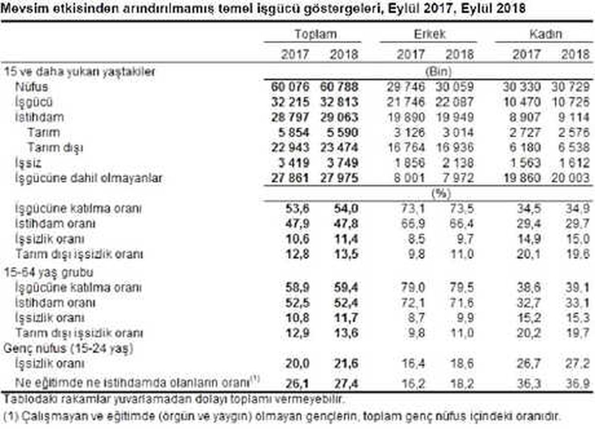 İşsizlik Eylül Döneminde Yüzde 11.4\'e Yükseldi (2)