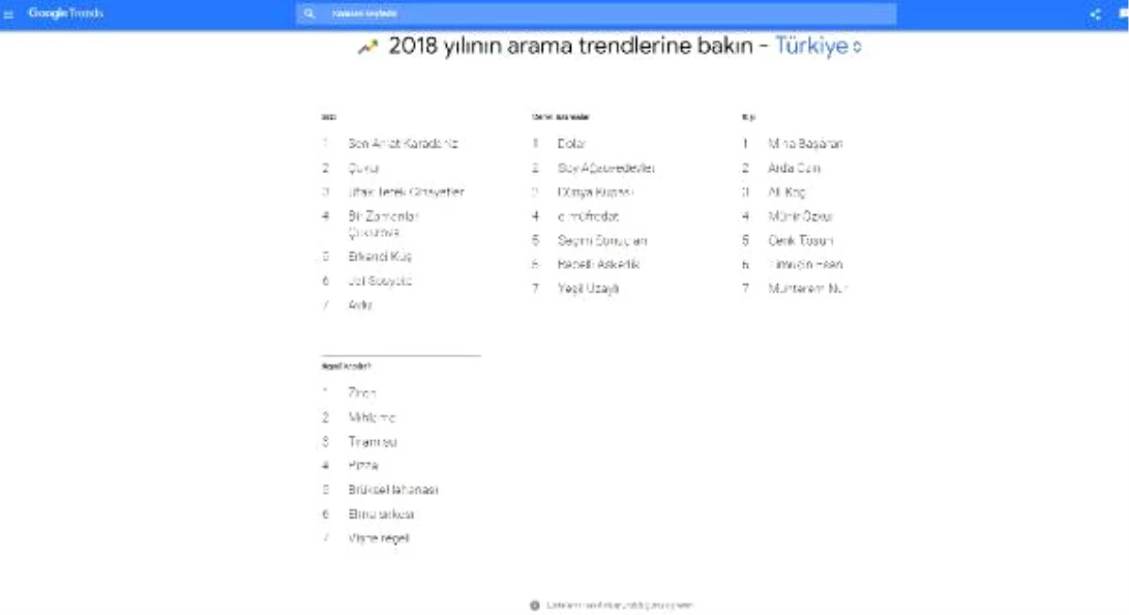 Google: Türkiye\'de Bu Yıl En Çok Dolar ve Soy Ağacı Arandı
