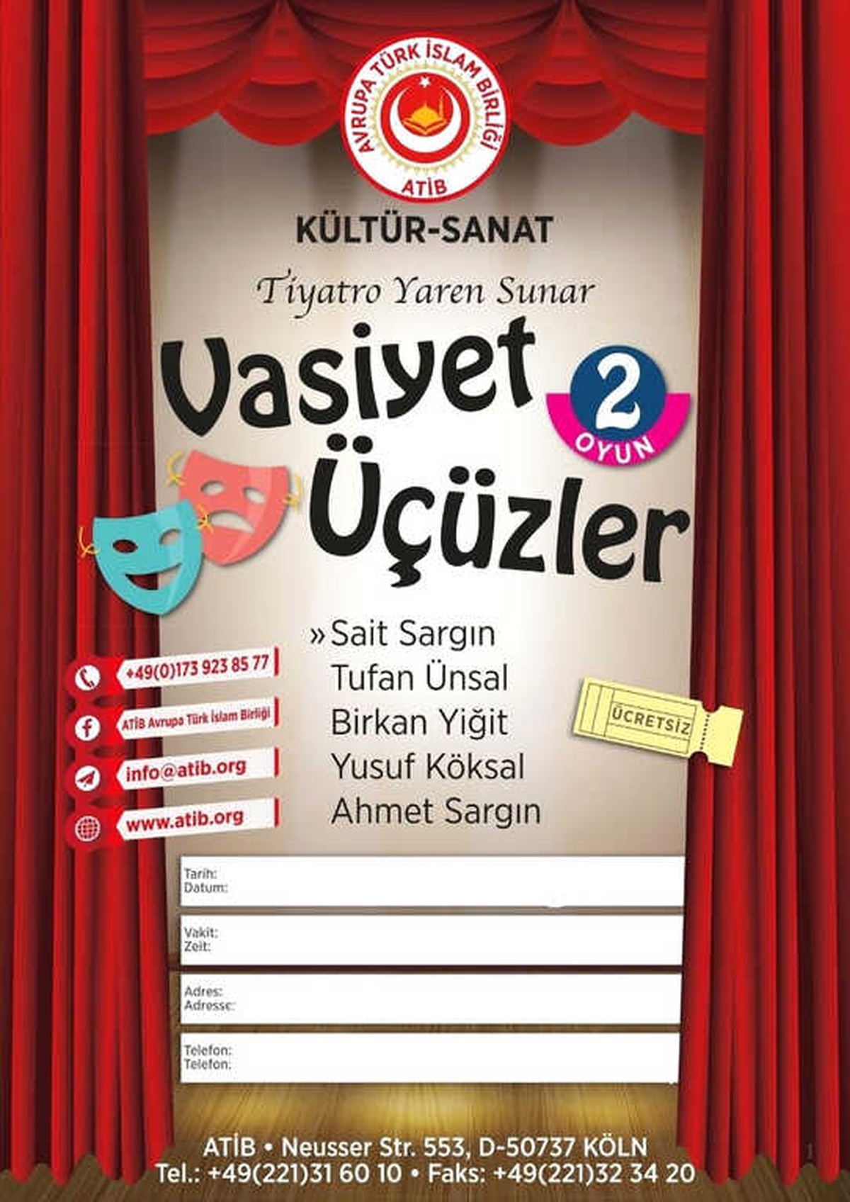 Atib, Avrupa Türklerini Yaren Tiyatro Ekibi ile Buluşturacak