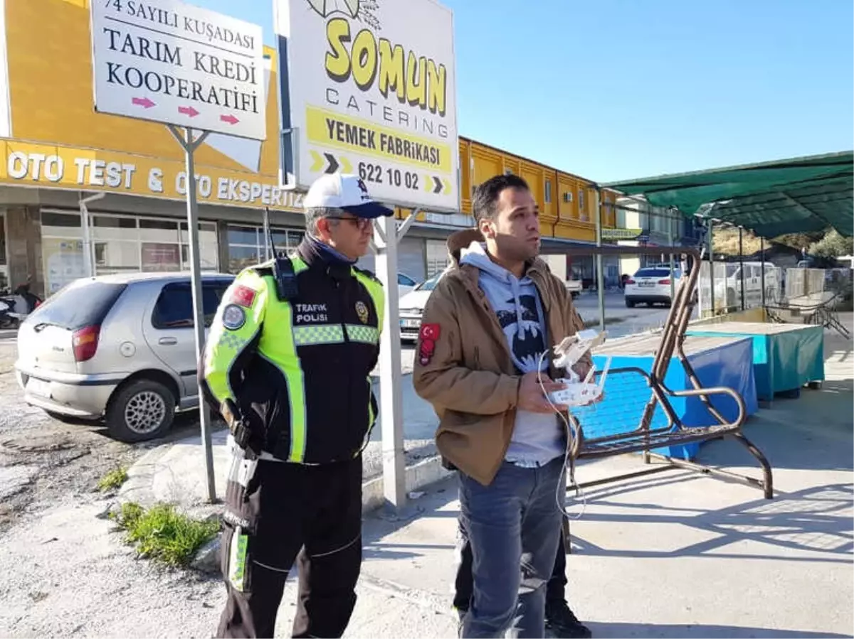 Kuşadası\'nda Drone ile Trafik Denetimi