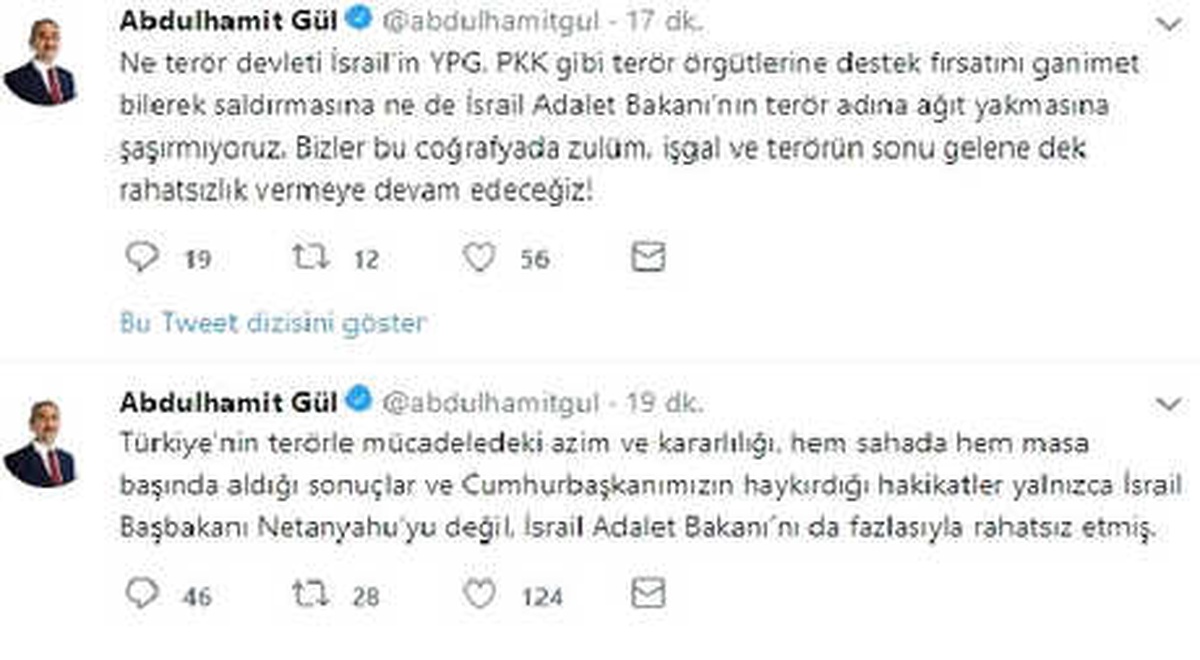 Bakan Gül: Bizler Terörün Sonu Gelene Dek Rahatsızlık Vermeye Devam Edeceğiz