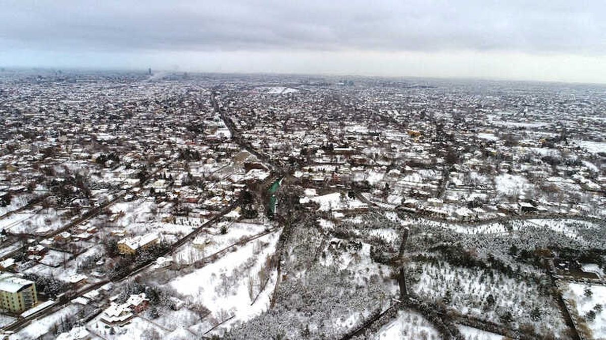 Konya\'da Kar Manzarası Havadan Görüntülendi