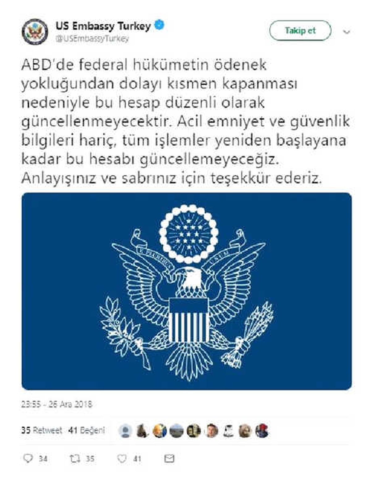 Ödenek Yokluğu ABD\'nin Sosyal Medya Hesaplarını da Etkiledi