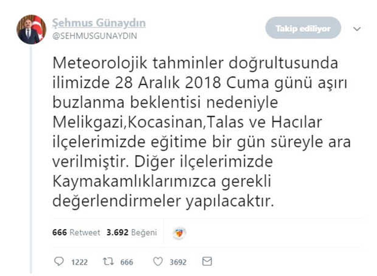 Kayseri Valisi Günaydın Trend Topic Oldu