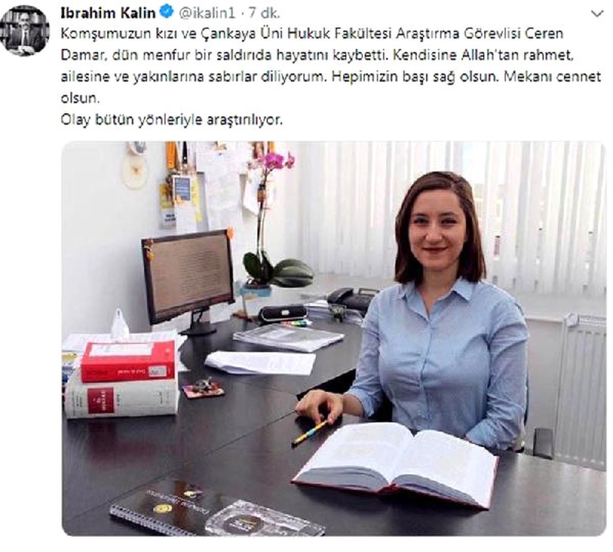 Öldürülen Araştırma Görevlisi, İbrahim Kalın\'ın Komşusu Çıktı