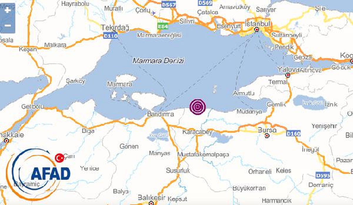 Marmara Denizi\'nde 3.9 Büyüklüğünde Deprem