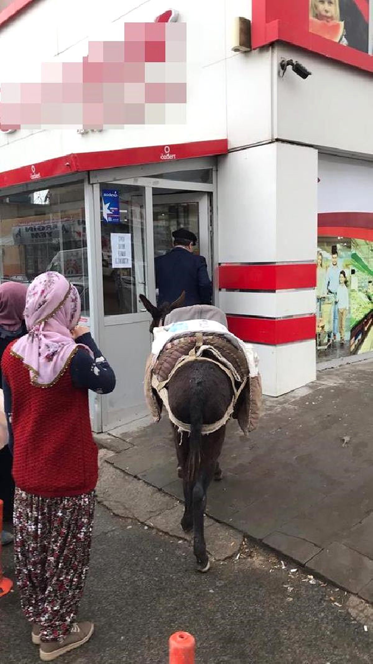 Paralı Poşeti Protesto İçin Markete Eşekle Geldiler (2)