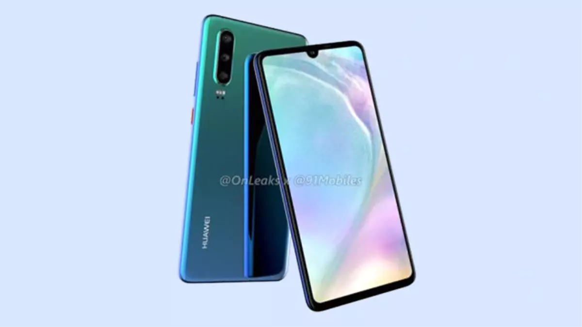 Yeni Huawei P30\'un Damla Çentik ve Üç Arka Kamerayı Gösteren Sızıntıları Yayınlandı