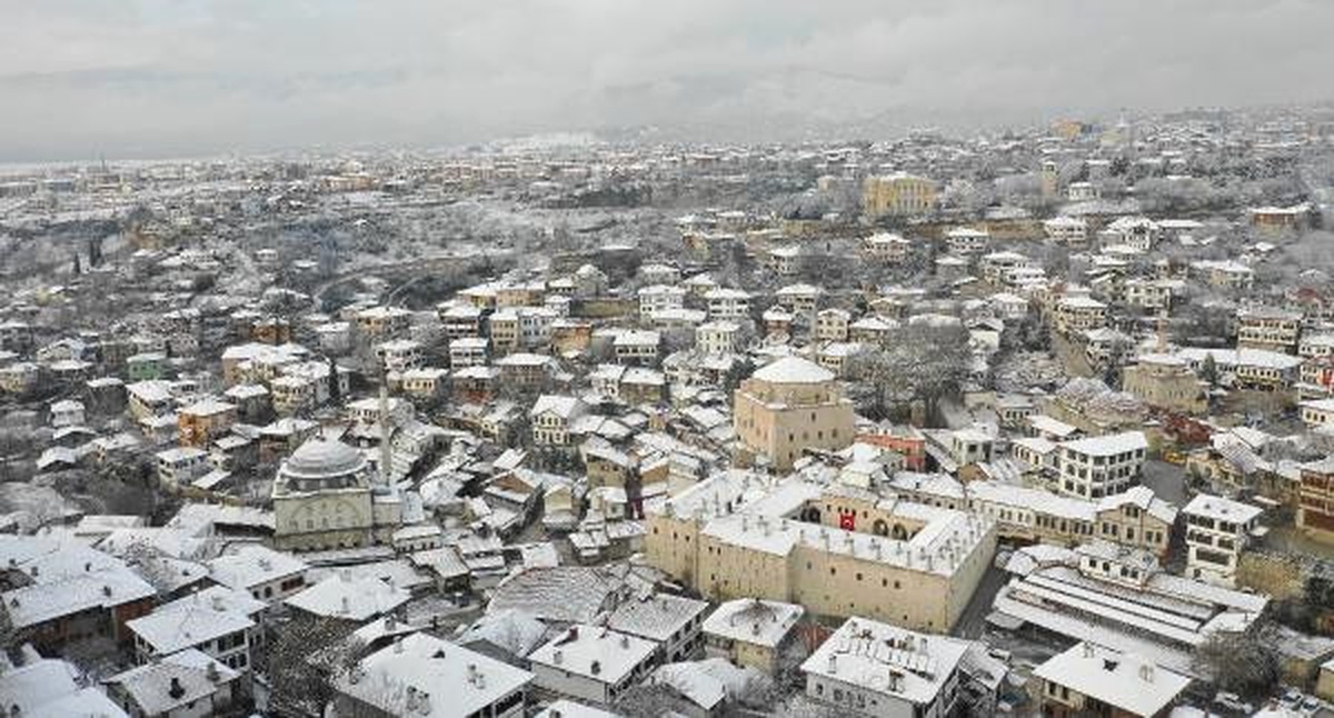 Beyaza Bürünen Safranbolu, Havadan Görüntülendi