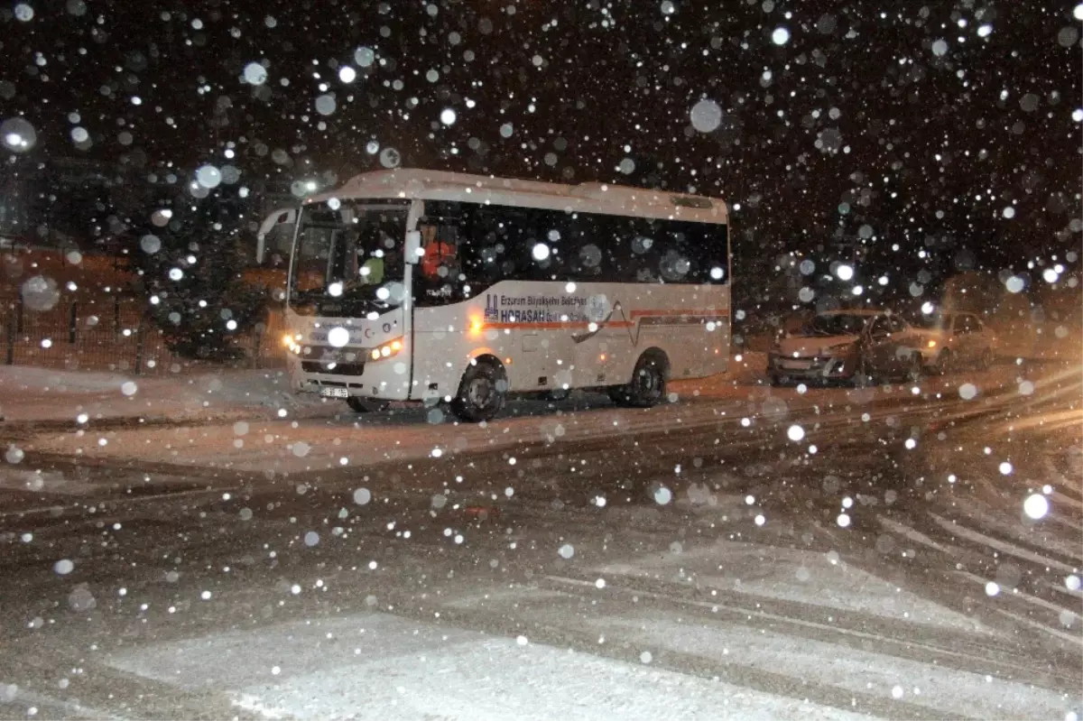 Erzurum\'da Yoğun Kar ve Tipi Yolları Ulaşıma Kapadı