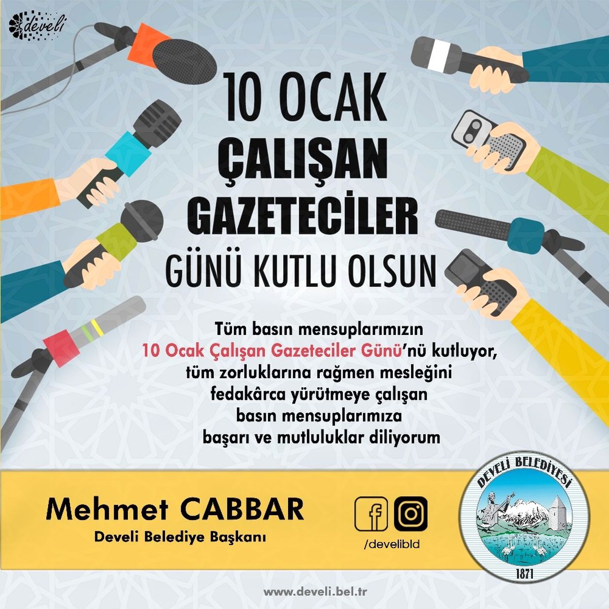 Başkan Cabbar\'dan 10 Ocak Çalışan Gazeteciler Günü Mesajı