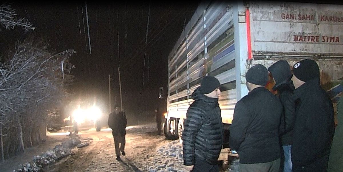 Kar ve Tipide 200 Hayvanla Mahsur Kalan Tır Sürücüsü Kurtarıldı