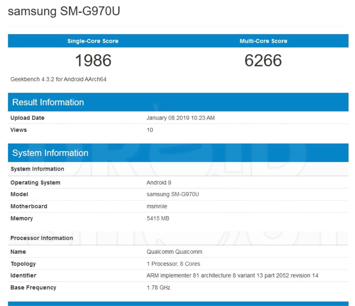 Samsung Galaxy S10 Sm-G970u, Snapdragon 855 ve 6gb Ram