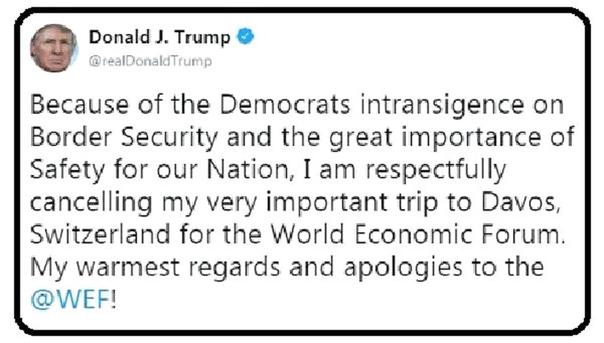 Trump "Demokratlar Yüzünden" Davos Gezisini İptal Etti