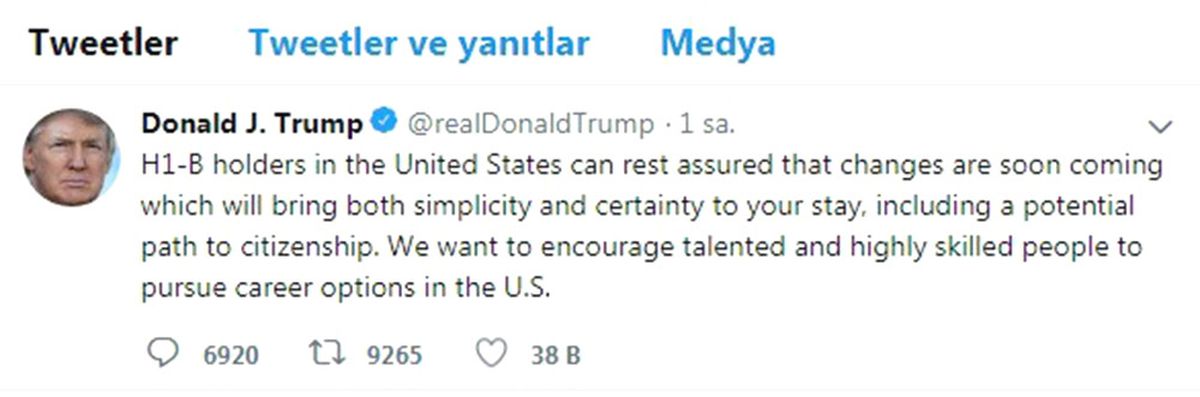 Trump\'tan Vize Açıklaması