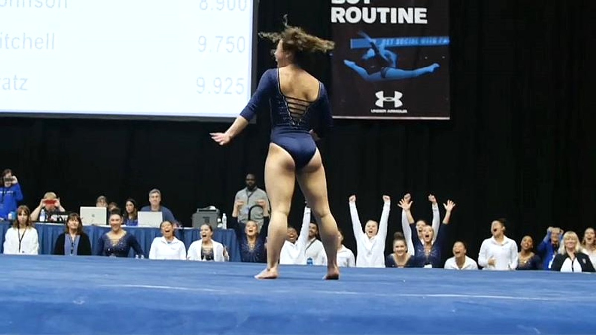 Kadın Sporcunun Sosyal Medyada Gündem Olan Jimnastik Performansı