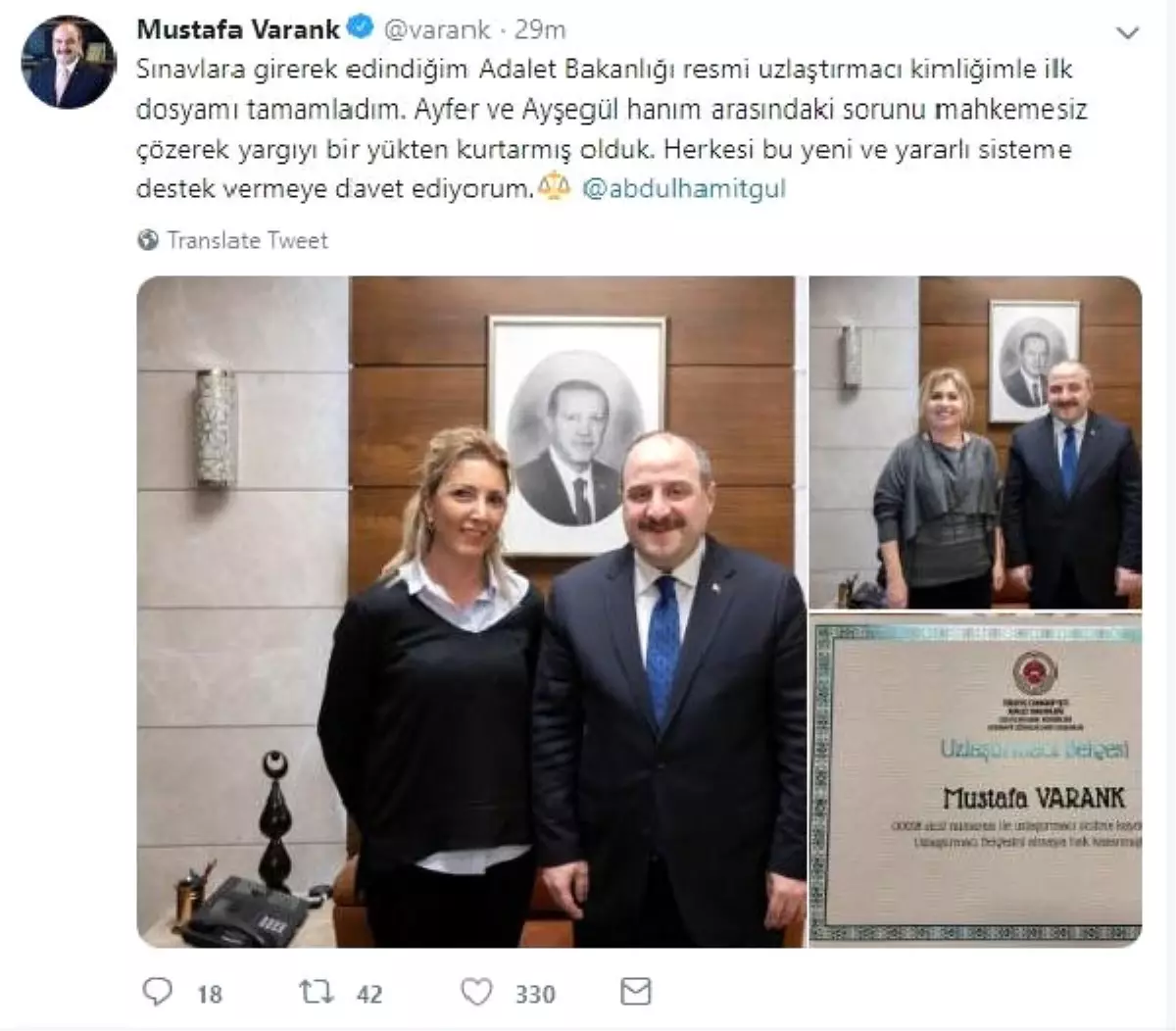 Bakan Varank, İlk Dosyasını Mahkemesiz Çözdü