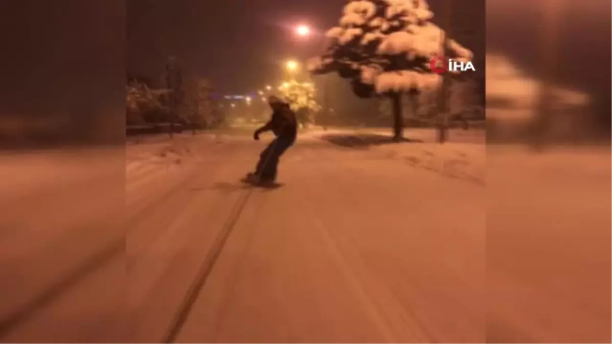 Şehrin Orta Yerinde Kayak Yaptılar