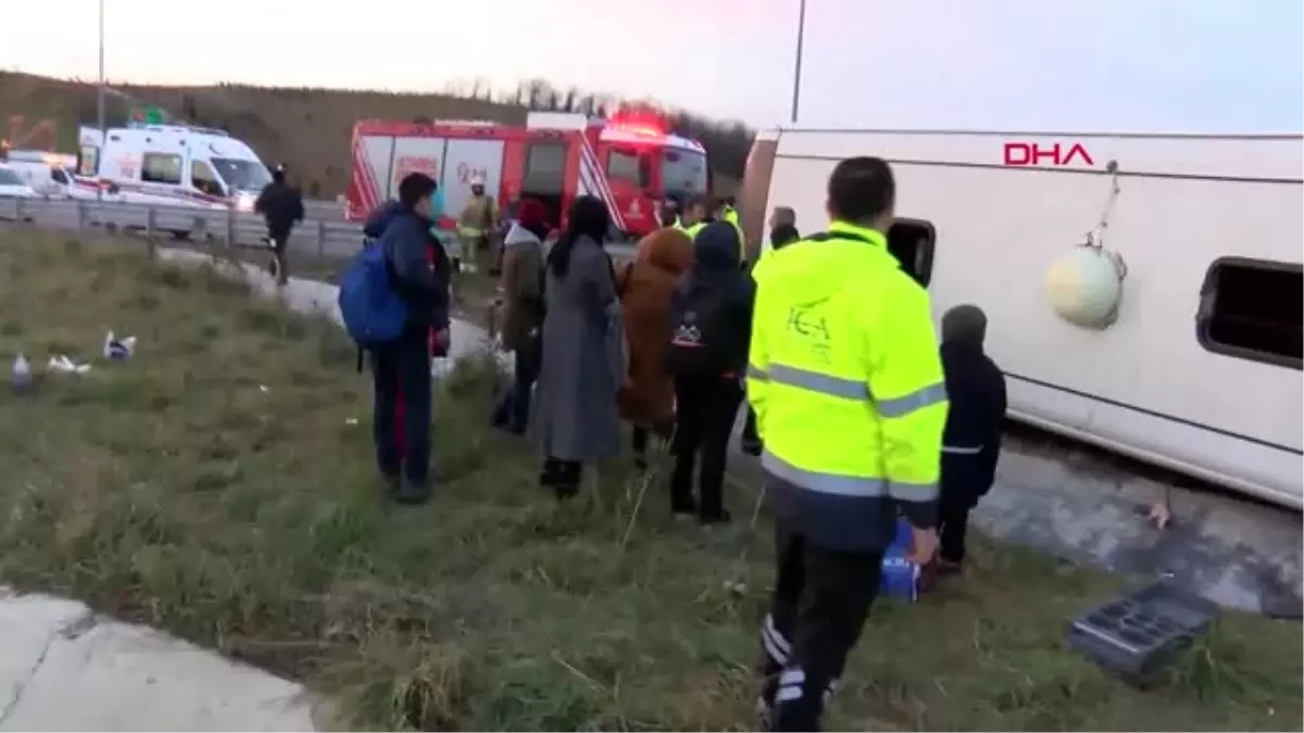 Kuzey Marmara Otoyolunda Otobüs Devrildi