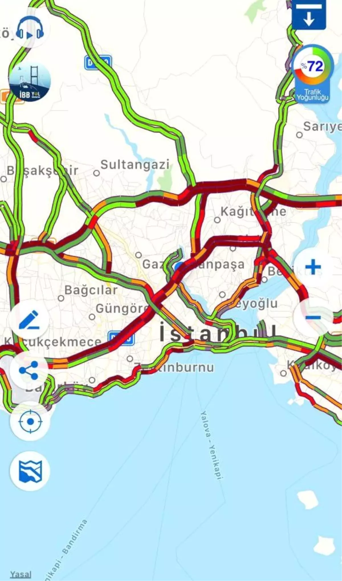 İstanbul\'da Trafik Yoğunluğu Yüzde 70\'in Üzerine Çıktı